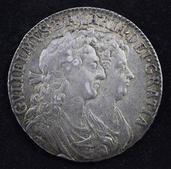 A William and Mary half crown, 1689,